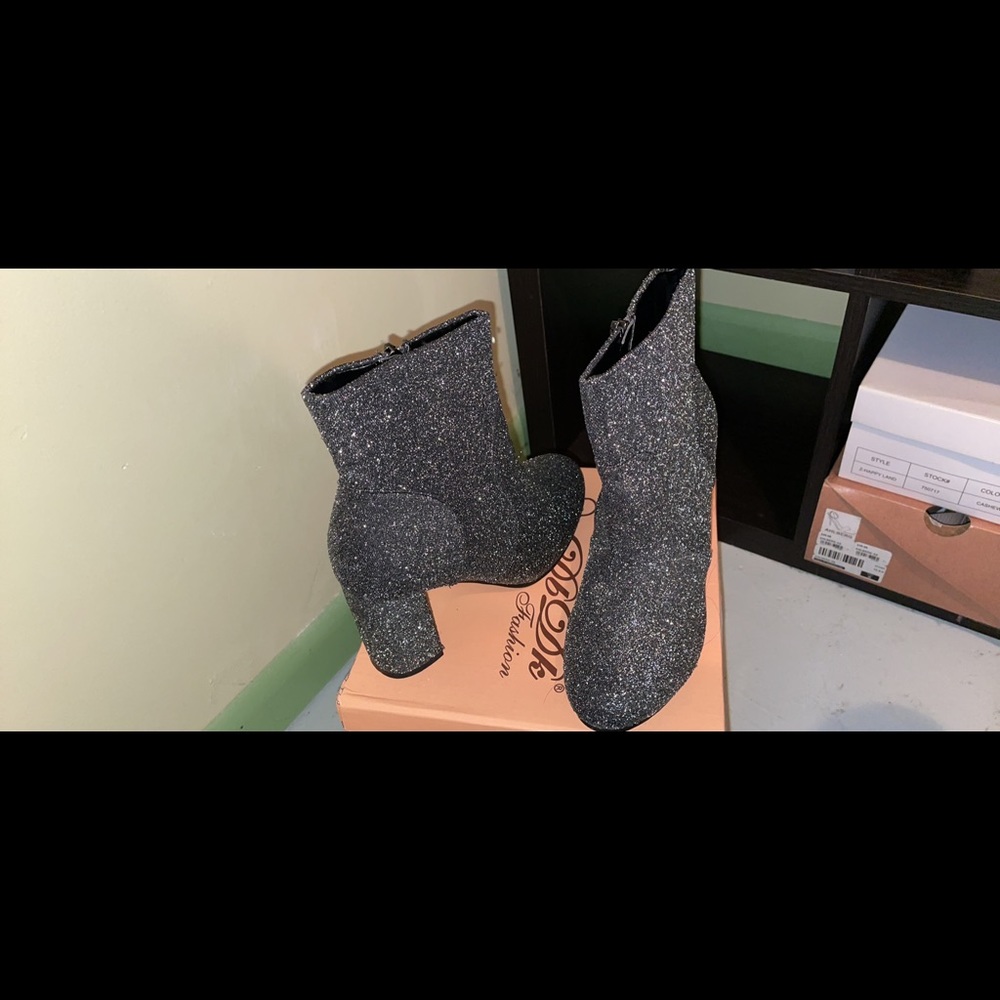 Sparkly black booties